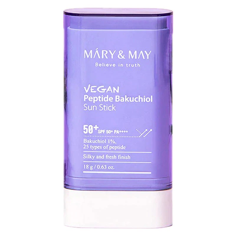 The Mary & May Vegan Peptide Bakuchiol Sun Stick, one of the best Korean sunscreen sticks